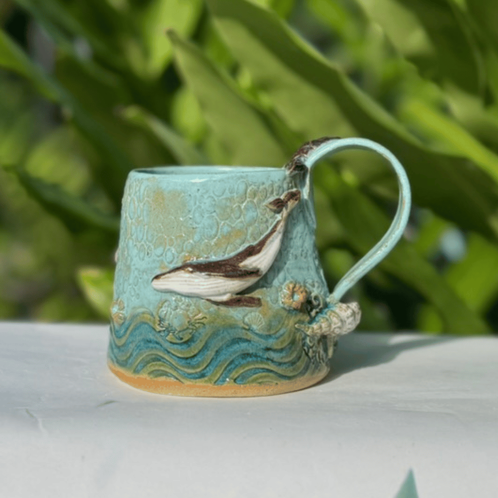 Handmade whale ceramic mug Australia